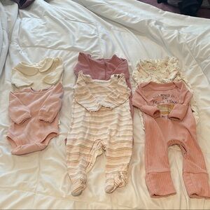 Burt's Bees Baby Pink and Cream Footies Collection